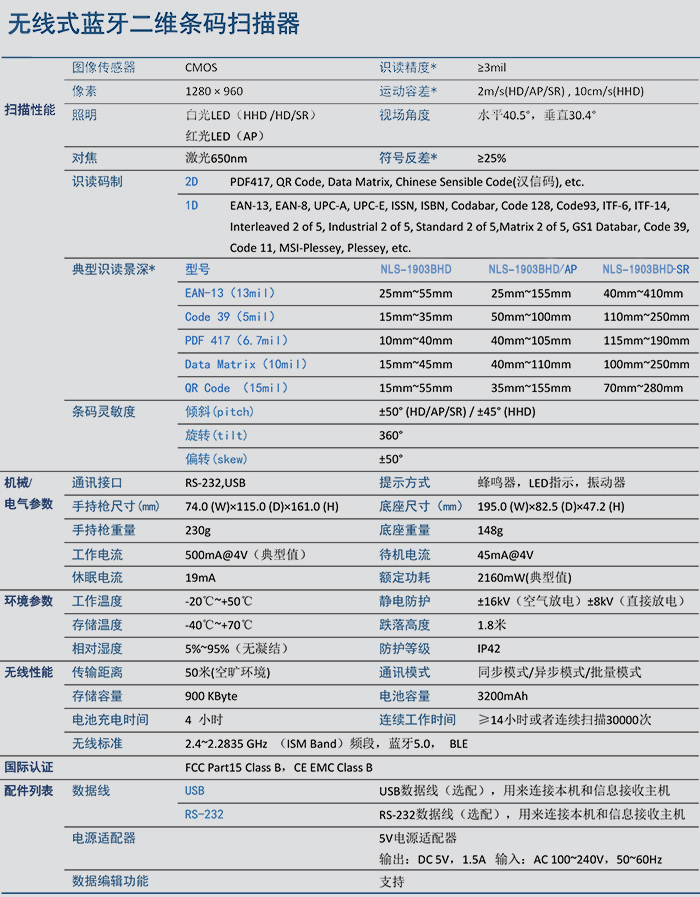 新大陸NLS-1903BHD參數(shù)表